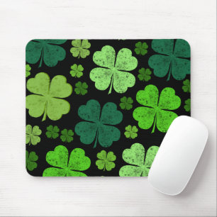 Green Clovers, Lucky Clovers, Saint Patrick's Day Mouse Pad
