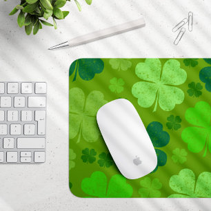 Green Clovers, Lucky Clovers, Saint Patrick's Day Mouse Pad