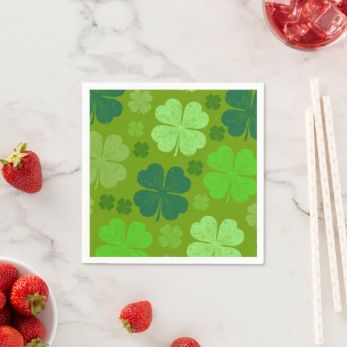 Green Clovers Lucky Clovers Saint Patricks Day Napkins