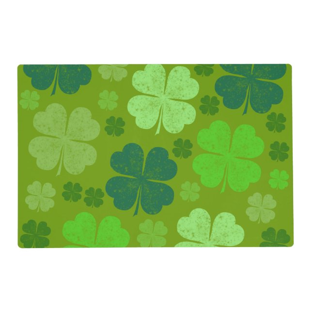Green Clovers, Lucky Clovers, Saint Patrick's Day Placemat (Front)