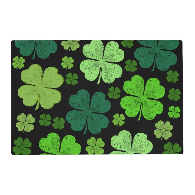 Green Clovers, Lucky Clovers, Saint Patrick's Day Placemat (Front)