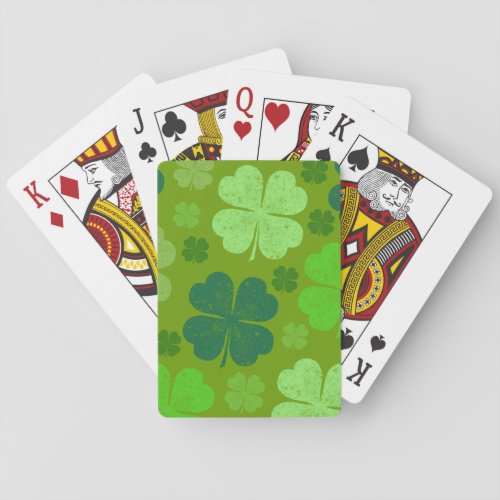 Green Clovers Lucky Clovers Saint Patricks Day Poker Cards