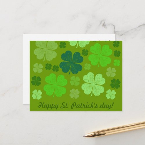 Green Clovers Lucky Clovers Saint Patricks Day Postcard