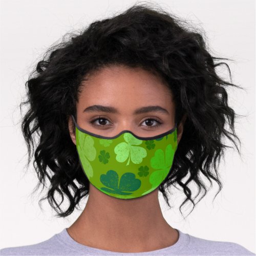 Green Clovers Lucky Clovers Saint Patricks Day Premium Face Mask