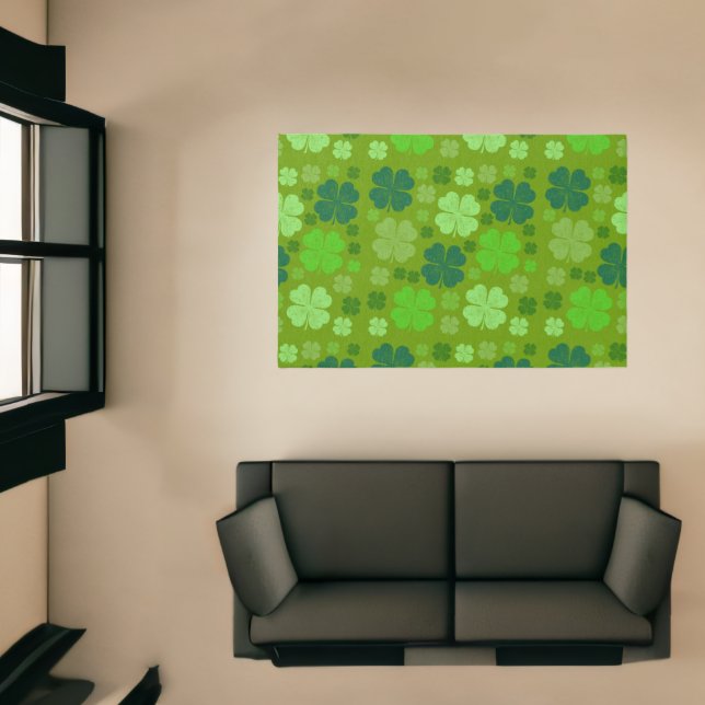 Green Clovers, Lucky Clovers, Saint Patrick's Day Rug (Insitu (Indoor 1))