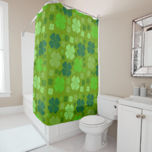 Green Clovers, Lucky Clovers, Saint Patrick's Day Shower Curtain