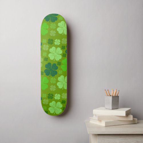 Green Clovers Lucky Clovers Saint Patricks Day Skateboard