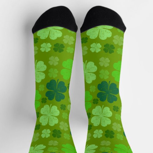 Green Clovers Lucky Clovers Saint Patricks Day Socks