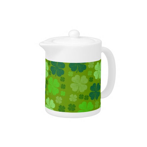 Green Clovers Lucky Clovers Saint Patricks Day Teapot
