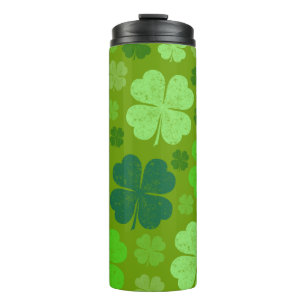 Green Clovers, Lucky Clovers, Saint Patrick's Day Thermal Tumbler