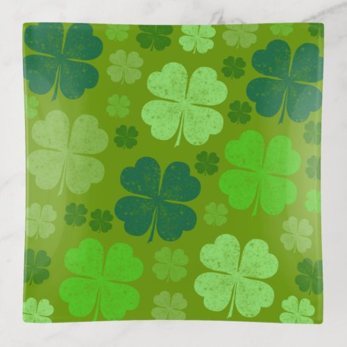 Green Clovers Lucky Clovers Saint Patricks Day Trinket Tray