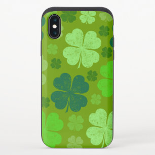 Green Clovers, Lucky Clovers, Saint Patrick's Day iPhone X Slider Case