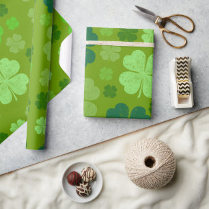 Green Clovers, Lucky Clovers, Saint Patrick's Day Wrapping Paper