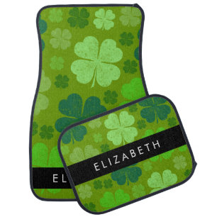 Green Clovers, Lucky Clovers, Your Name Car Floor Mat