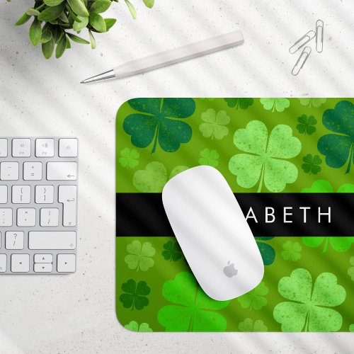 Green Clovers Lucky Clovers Your Name Mouse Pad