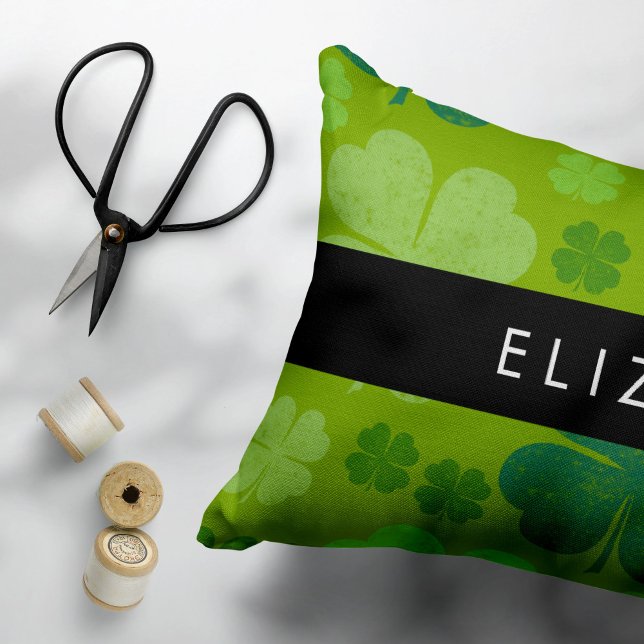 Green Clovers, Lucky Clovers, Your Name Pillow Case (Creator Uploaded)