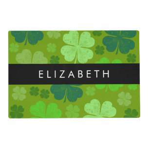 Green Clovers, Lucky Clovers, Your Name Placemat