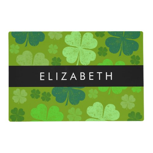 Green Clovers Lucky Clovers Your Name Placemat