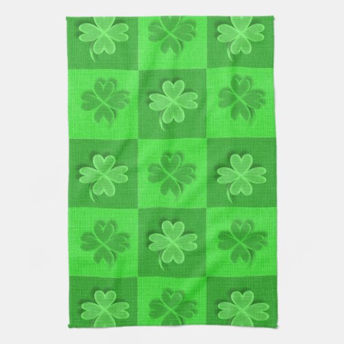 Green Clovers Pattern Kitchen Towel