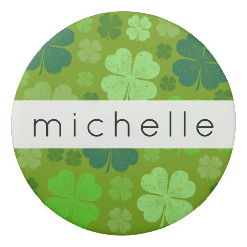 Green Clovers Saint Patricks Day Your Name Eraser