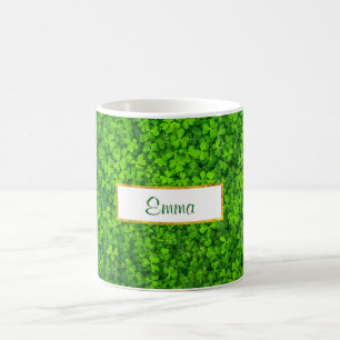 Green Clovers with FAUX Gold Foil Frame Coffee Mug