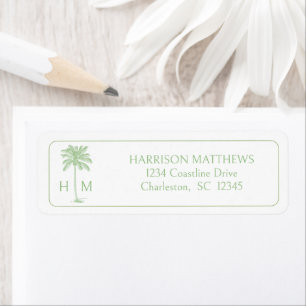 Green Coastal Palmetto Palm Monogram Label