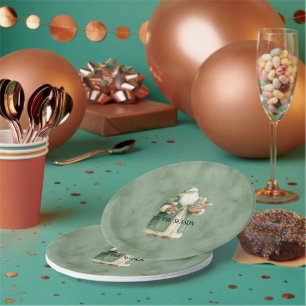 Green Coat Santa Christmas Toys Paper Plates