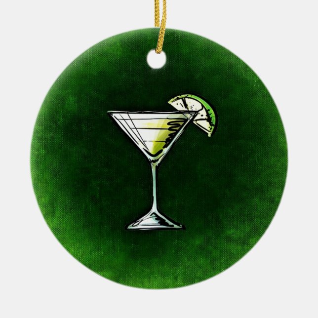 Green cocktail absinthe ceramic ornament (Front)