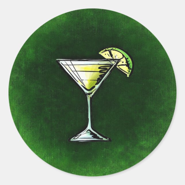 Green cocktail absinthe classic round sticker (Front)
