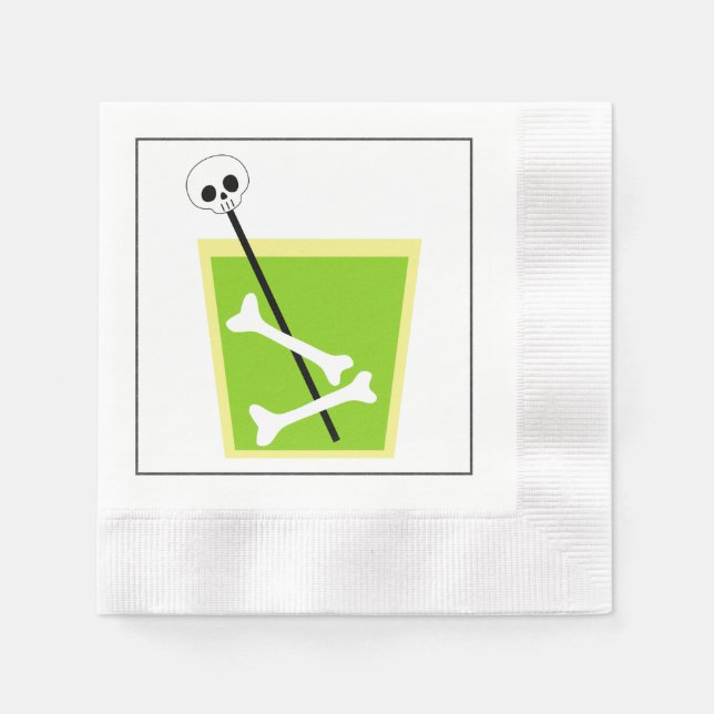 Green Cocktail Halloween Glass Paper Napkin (Front)