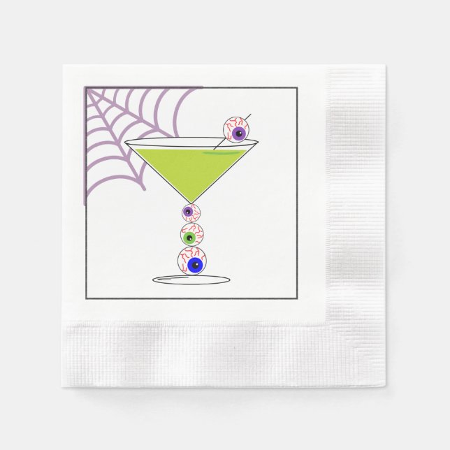 Green Cocktail Halloween Glass Paper Napkin (Front)