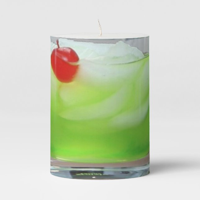 Green Cocktail/Mocktail Pillar Candle (Front)