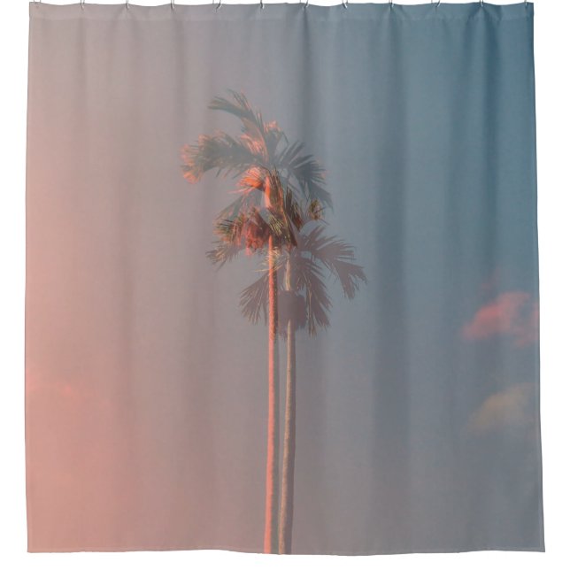 Green coconut tree shower curtain (Front)