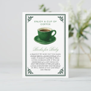 Green Coffee Cup Books for Baby Shower Enclosure Card