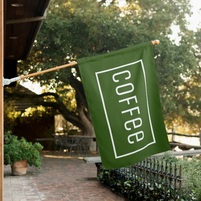GREEN COFFEE OPEN SIGN FLAG (In SItu)