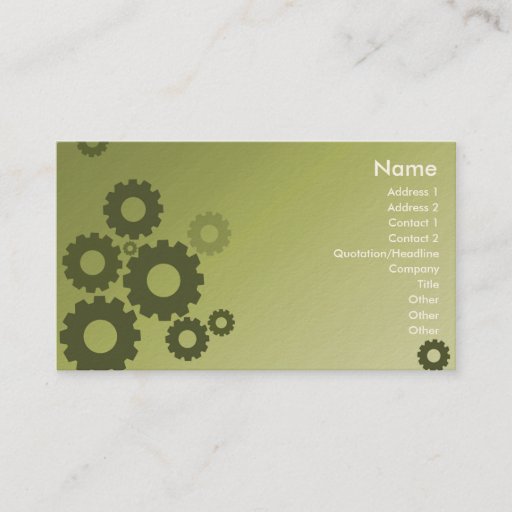 Customizable Green Cogs - Business Business Card Templates