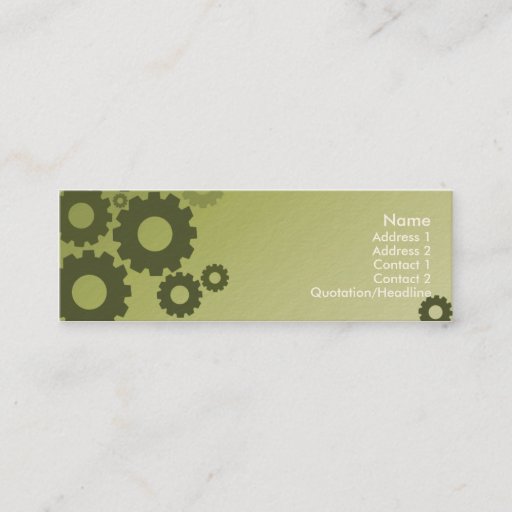 Customizable Green Cogs - Skinny Business Card