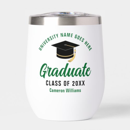 Green College Graduation Personalized Graduate Thermal Wine Tumbler