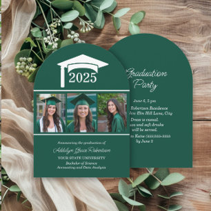 Green College University 3 Photo Arch Graduation Invitation