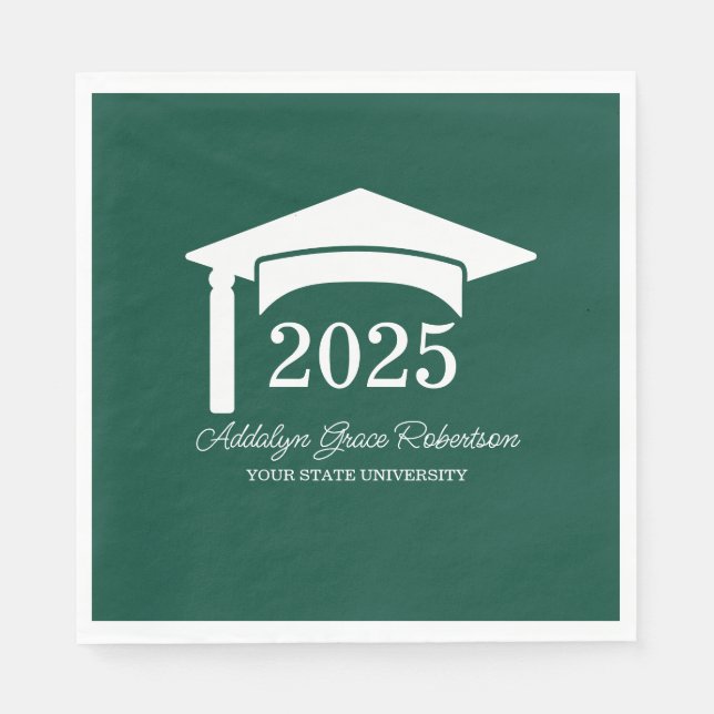 Green College University Cap Class of 2025 Napkins (Front)