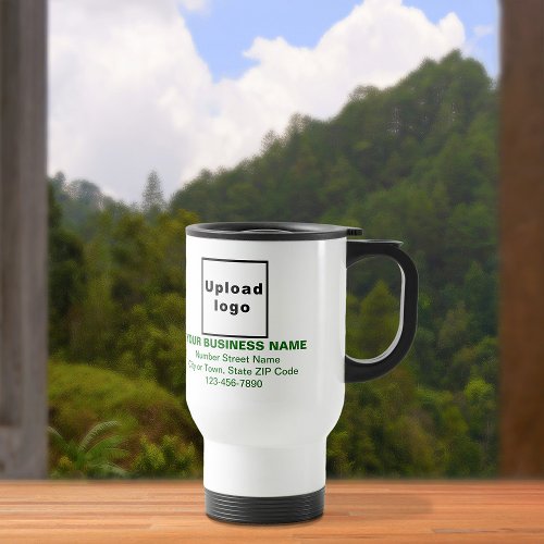 Green Color Business Brand Texts on Travel Mug