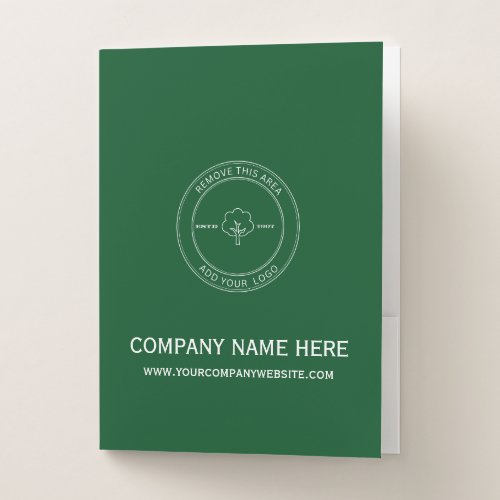 Green Color Business Company Custom Logo  Text Pocket Folder