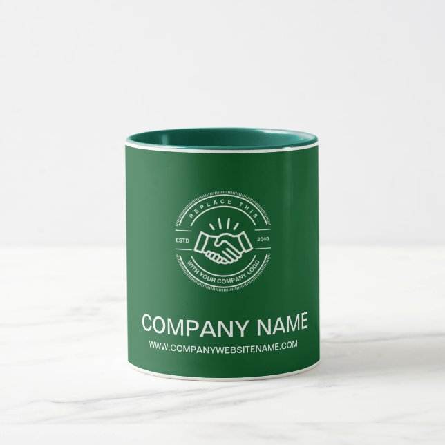 Green Color Custom Promotional Business Logo Mug (Center)