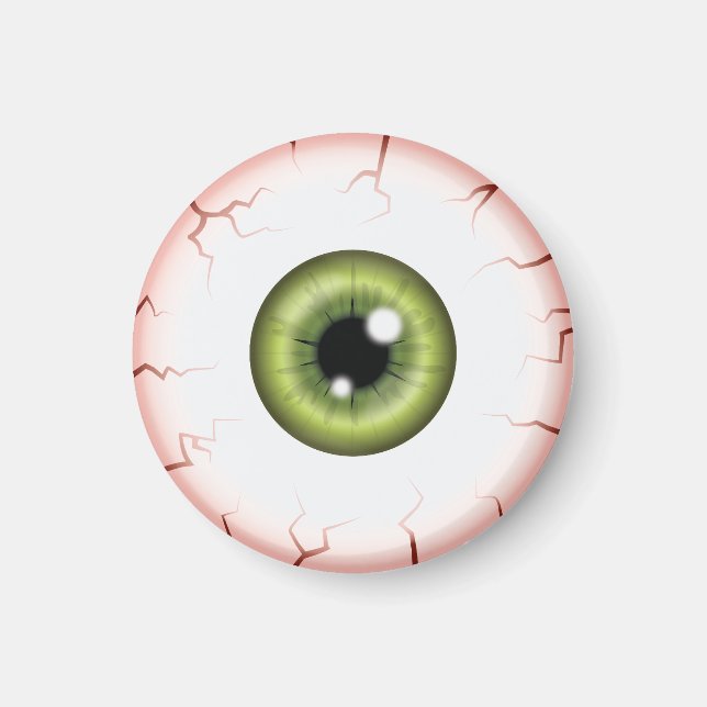 Green Color Eyeball Halloween Bloodshot Eyeball Magnet (Front)