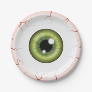 Green Color Eyeball Halloween Bloodshot Eyeball Paper Plates