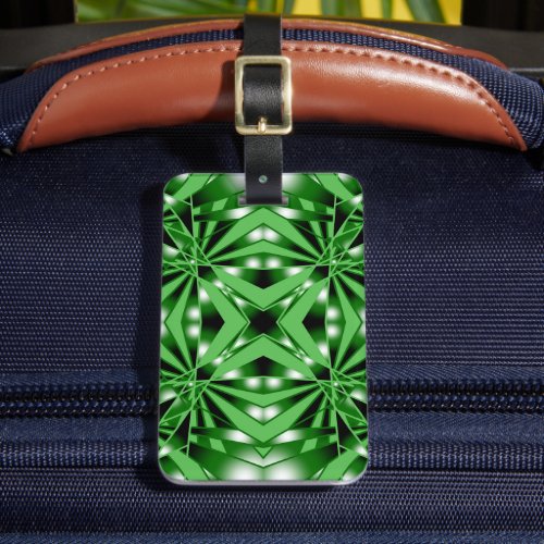 Green Color Gradient Filled Perspective Drawing Luggage Tag