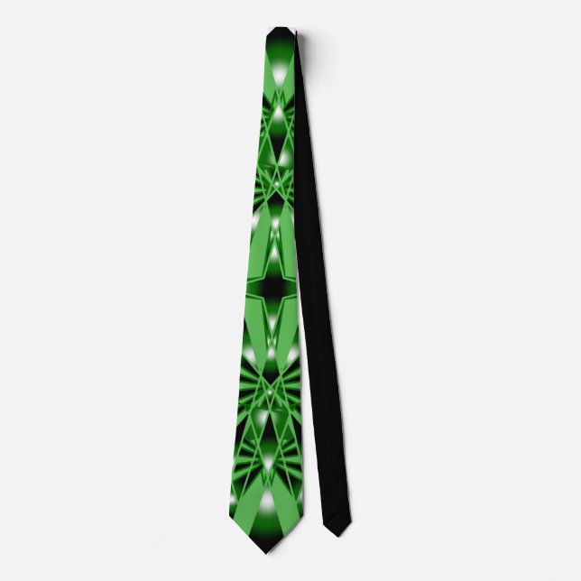 Green Color Gradient Filled Perspective Drawing Neck Tie (Front)