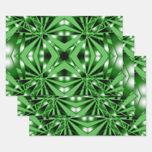 Green Color Gradient Filled Perspective Drawing Wrapping Paper Sheets