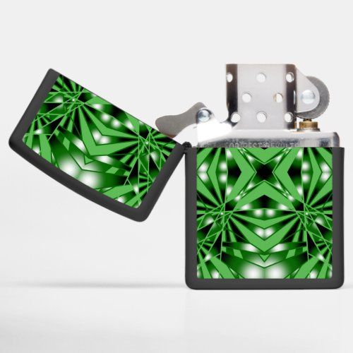 Green Color Gradient Filled Perspective Drawing Zippo Lighter