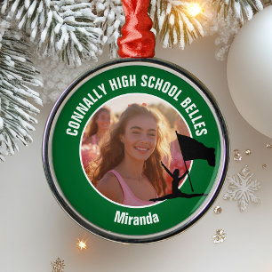Green Color Guard Photo High School Christmas Metal Ornament